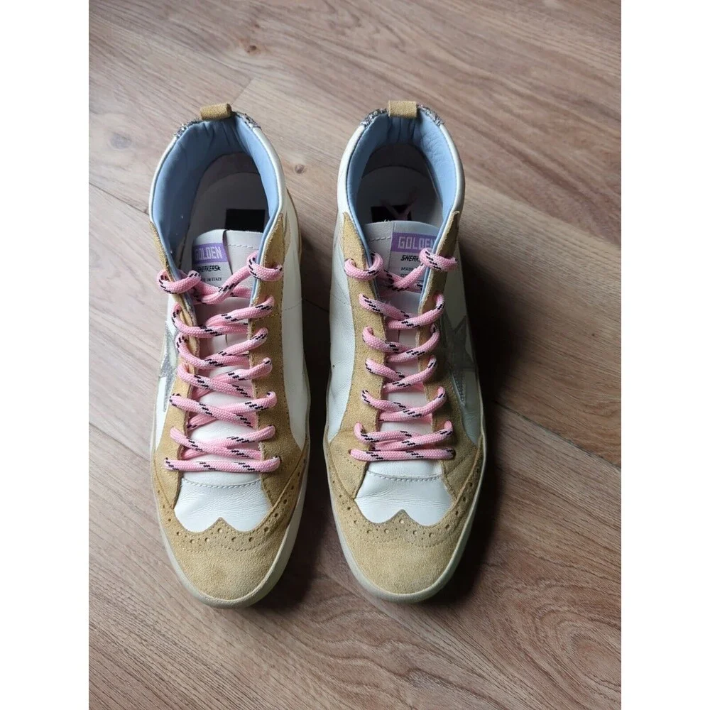 Golden Goose Mid Star Brogue Womens 42 Beige White